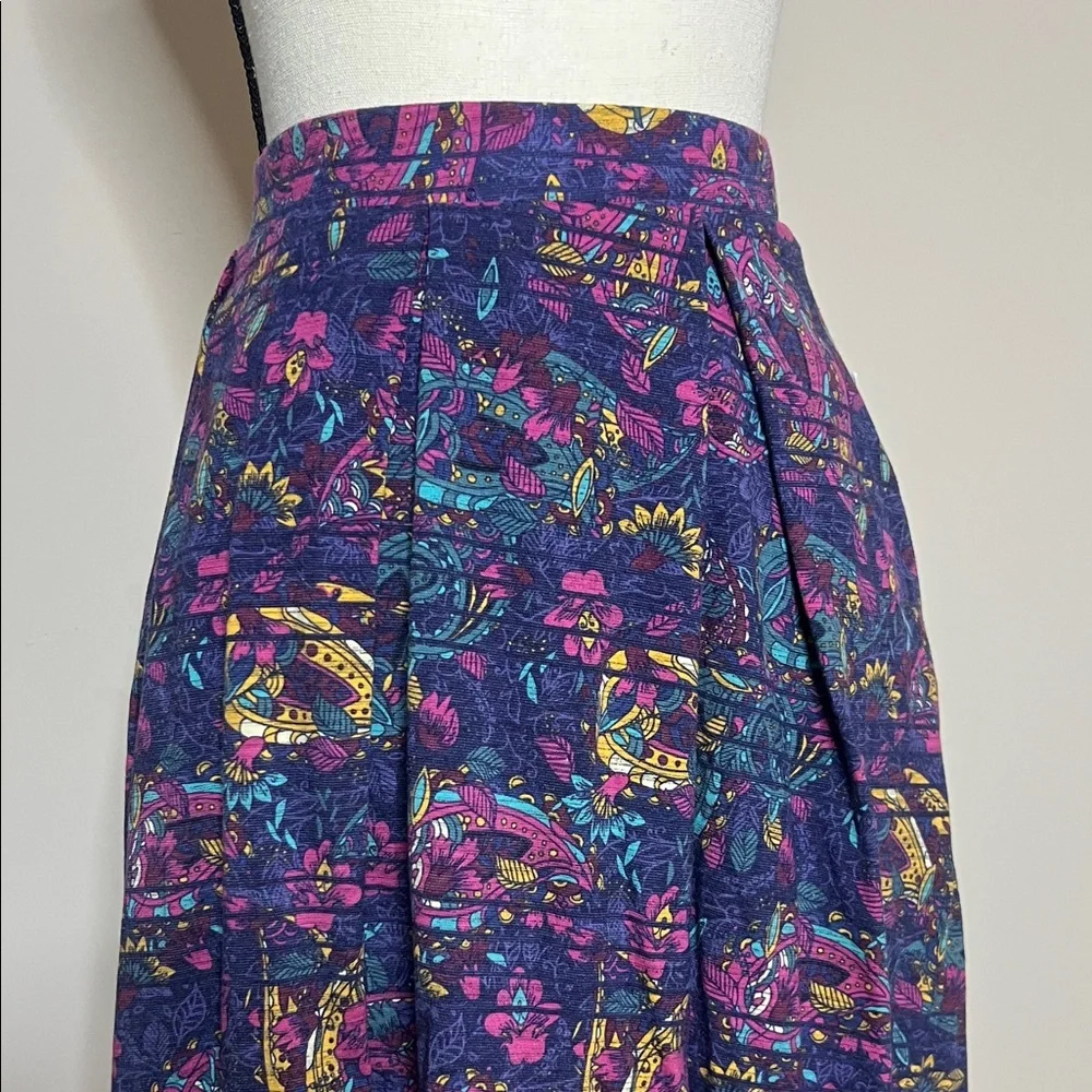 ☂️🍇💟LuLaRoe Purple Floral Circle Skirt with Teal & Yellow Accents